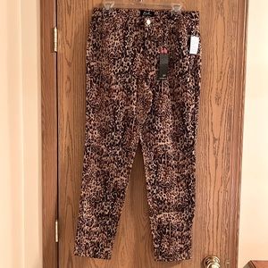 Leopard Print Skinny Ankle Jeans
